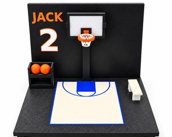 Personalized Mini Basketball Court with Name and Number, Custom Basketball Gift, Sports Shelf Decor