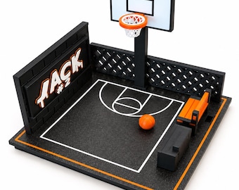 Personalized Mini Basketball Court, Custom Name & Number, Sports Shelf Decor