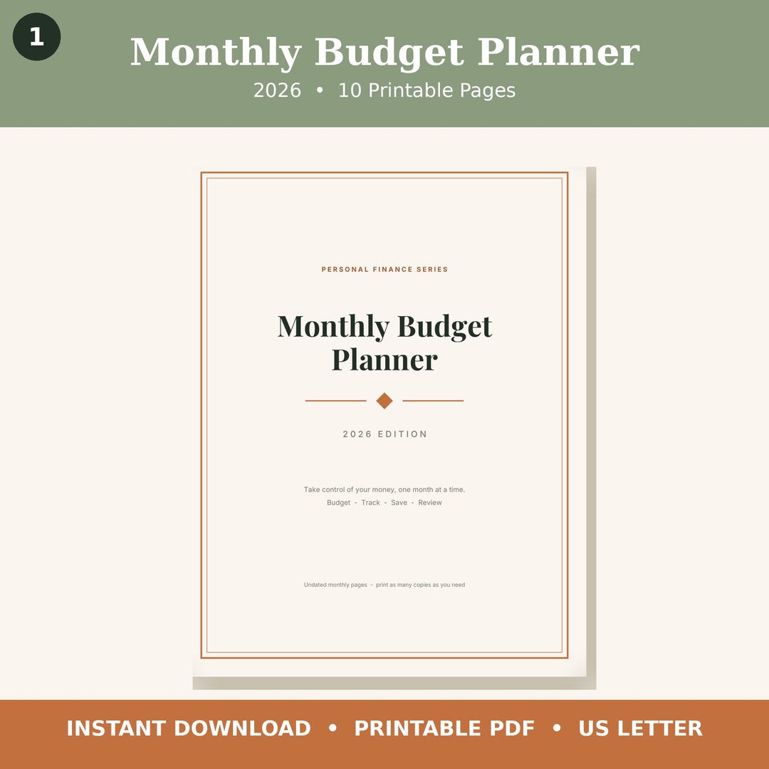 2026 Monthly Budget Planner PDF, Expense Tracker, Savings & Debt Payoff ...