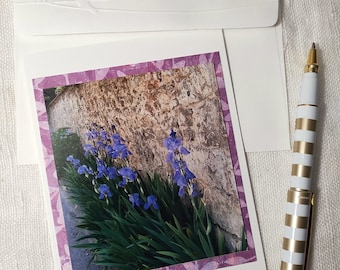 Handmade Cards, Handmade Photo Note Card, Greeting Cards, Gift Card, Floral Cards, Original Photography, Irises, Embossed Envelope