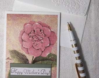 Handmade Mother's Day Card, Handmade Cards, Mother's Day, Greeting Cards, Floral Cards, Hand Stamped, Embossed Envelope, Unique
