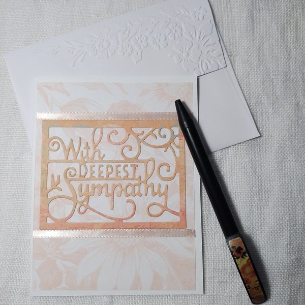 Handmade Sympathy Card, Handmade Cards, Sympathy, Floral Cards, Greeting Cards, Hand Stamped,  Die Cut, Embossed Envelope