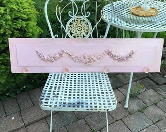 Shabby Chic Pink Rosebud Appliqué Panel with antique knobs