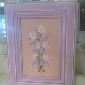 Cottage Wildflower Garden Picture with Distressed Lilac Frame image 1