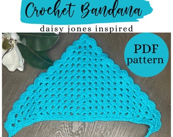 The Daisy Jones Inspired Crochet Granny Triangle Bandana | Crochet Kerchief Pattern | PDF Pattern Only