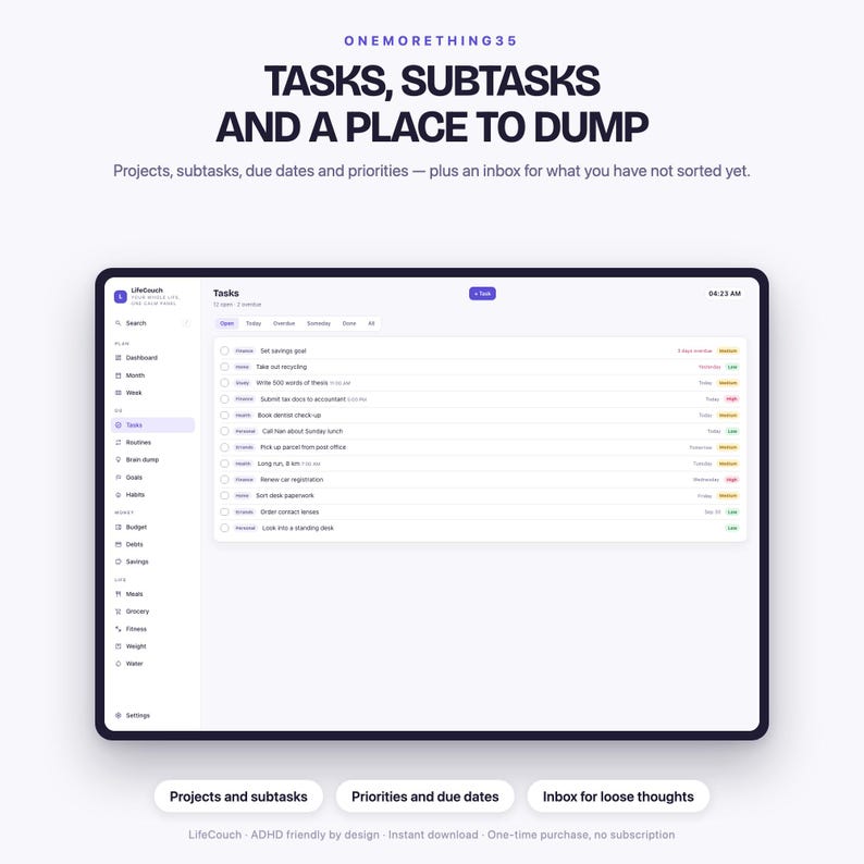LifeCouch — tasks