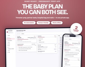 Schwangerschafts-Checkliste-App | Trimesterplaner für die Kliniktasche | Aufgaben für den Partner | Offline-Planer