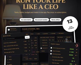Black Gold Planner App | Aufgaben, Gewohnheiten, Budget, Kalender (Offline-Download)