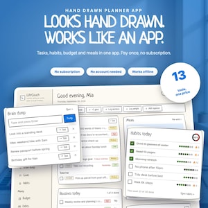 Hand Drawn Planner App | Sketchy Doodle Style, Offline Tasks & Habits (Digital Download)