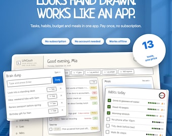 Handgezeichnete Planer-App | Skizzenhafter Doodle-Stil, Offline-Aufgaben & Gewohnheiten (Digitaler Download)
