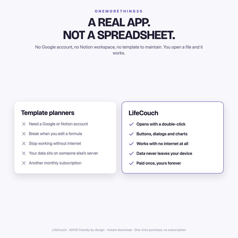 LifeCouch — not a spreadsheet