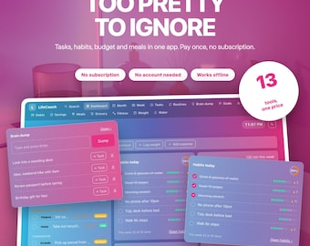 Purple Gradient Planner App | Aufgaben, Gewohnheiten, Budget, Mahlzeiten (Offline-Download)