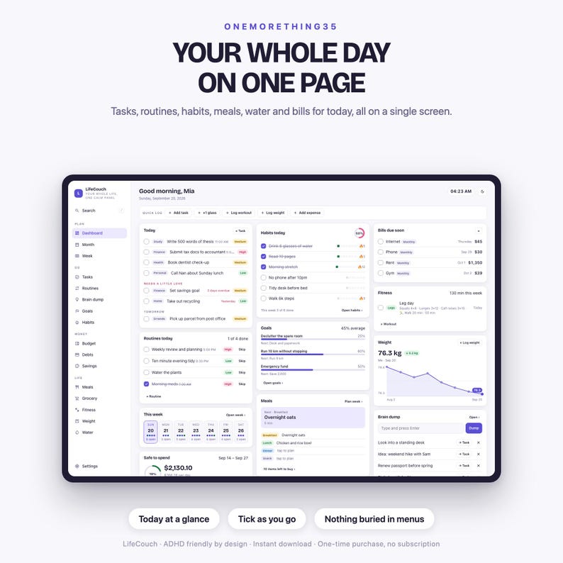 LifeCouch — dashboard