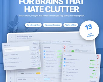 Neumorphe Soft-UI-Planer-App | Aufgaben, Gewohnheiten, Budget (Offline-Download)