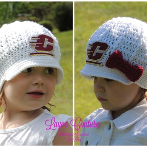 The Original- Central Michigan University Inspired Crochet Newsboy Hat with Patch and Bow Option /  Collegel Baby / CMU Baby