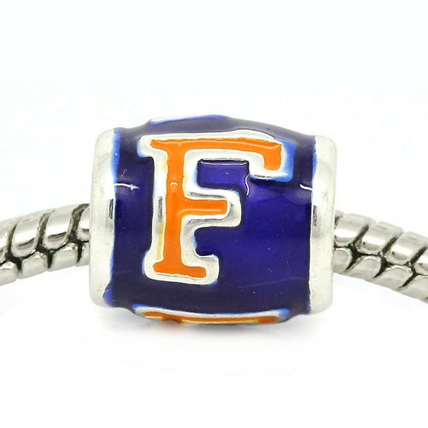 FLORIDA GATORS University of Florida "F" Bead Charm for European Style Bracelets...Football Graduation Alumni Student Love...by TLCcharms