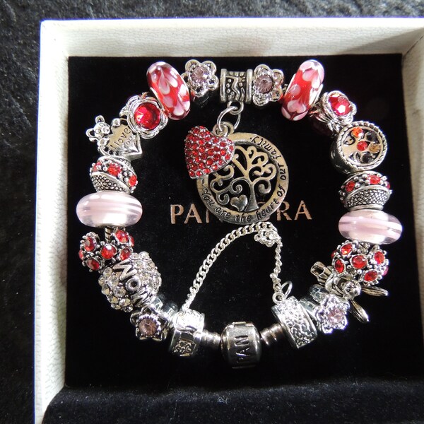 FAMILY HEART...Authentic PANDORA Bracelet -or- European Style Charm Bracelet, Mom, Mother, Mother-In-Law...by TLCcharms