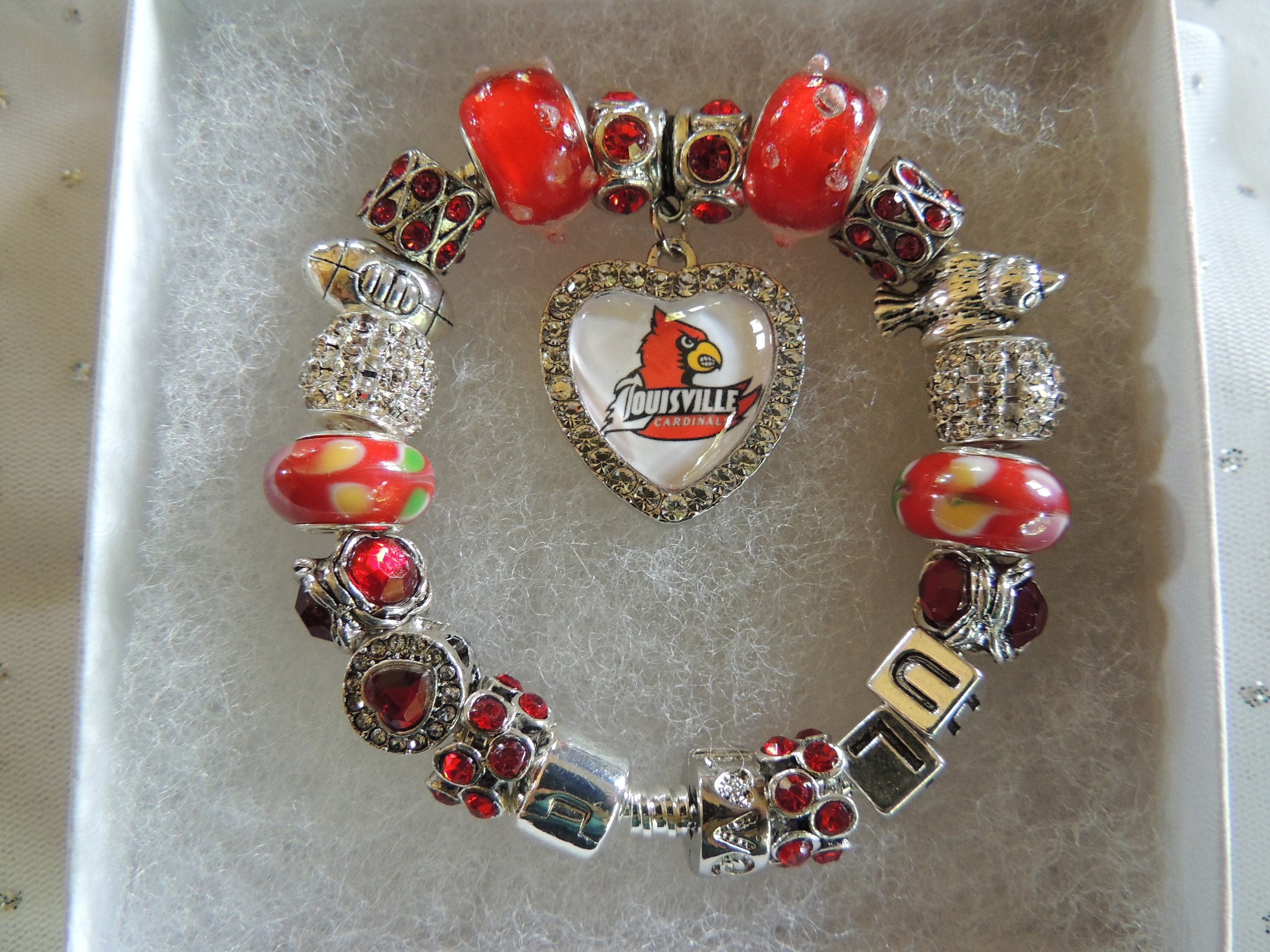 LOUISVILLE CARDINALS LOVE 3european Style Bracelet-football 