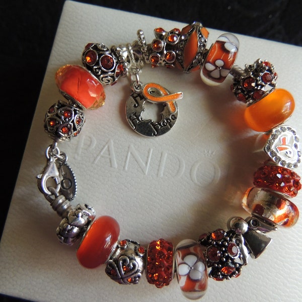 MULTIPLE SCLEROSIS, Leukemia,Lupus,COPD, Kidney Cancer Awareness..Authentic Pandora Bracelet-or-European Style Charm Bracelet...by TLCcharms