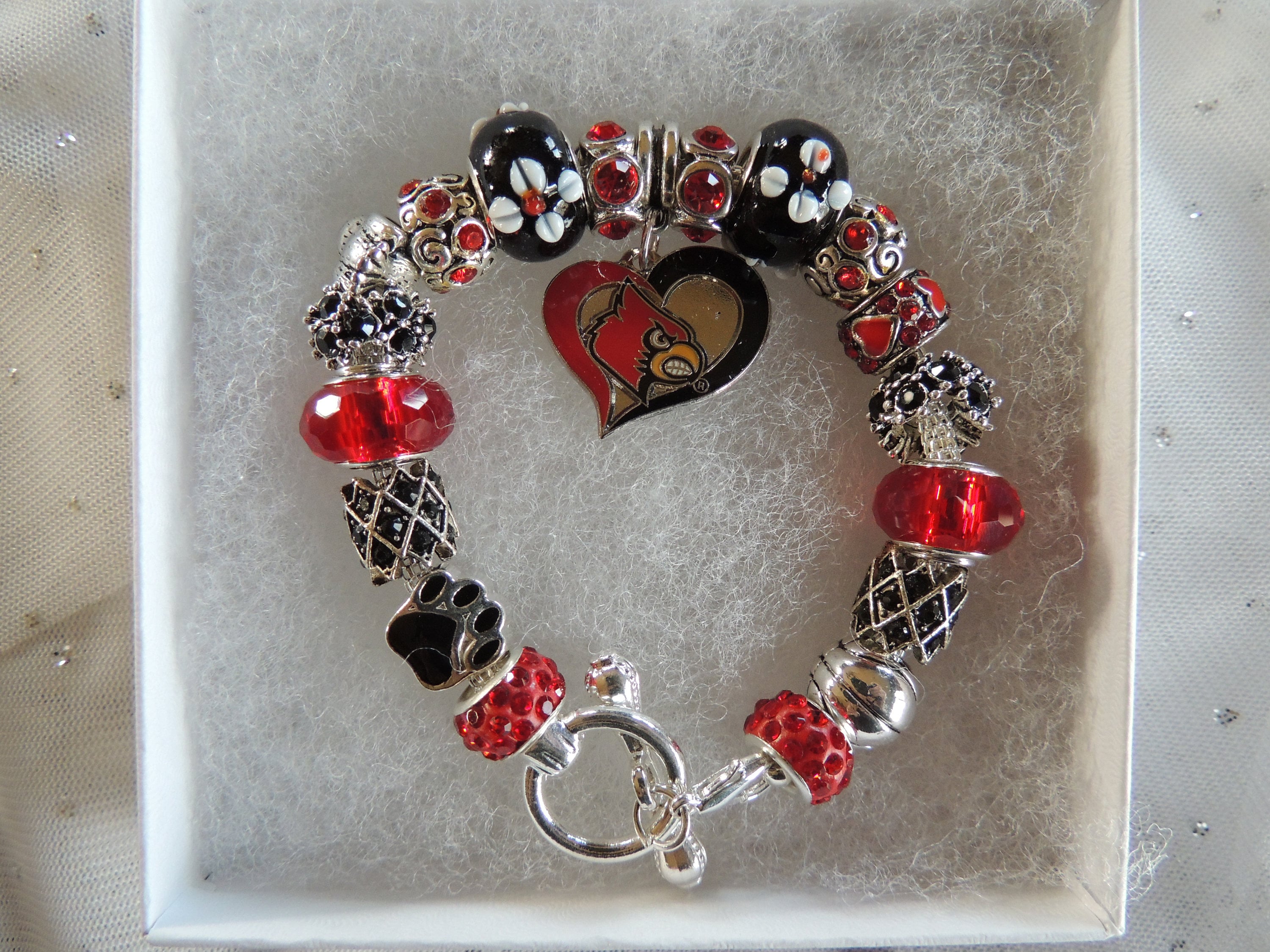 LOUISVILLE CARDINALS Loveeuropean Style Braceletfootball 