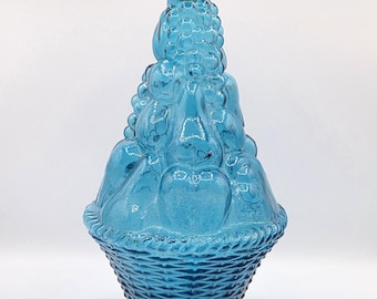 Vintage Italian 1960's Empoli Glue Glass Genie Decanter Fruit Basket Decor