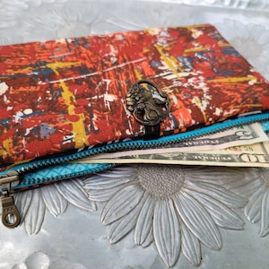 Womens Wallet, Artsy Wallet, Paint Wallet, Cute Wallet, Coin Purse, Artist Gift, Cat Wallet, Wallet Purse, Red Wallet, Birthday Gift