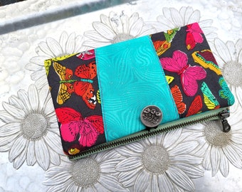 Butterfly Wallet, Rainbow Butterflies, Gift for Her, Coin Purse, Wallet Purse, Wallet Clutch, Clutch Purse, Birthday Gift, Colorful Purse