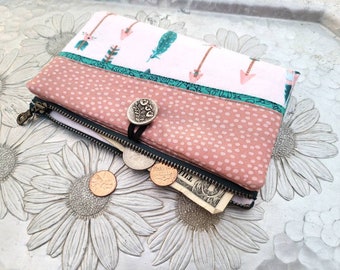 Boho Womens Wallet, Pink Womens Wallet, Gift for Her, Coin Purse, Wallet Purse, Wallet Clutch, Handmade Wallet, Clutch Purse, Boho Arrows