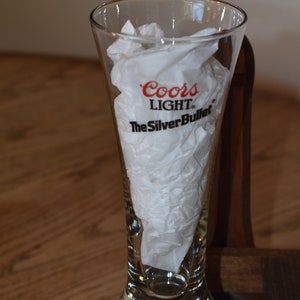 Beautiful Vintage 1970s Coors Light The Silver Bullet Pilsner Glass Beer, barware beer, collectible advertising