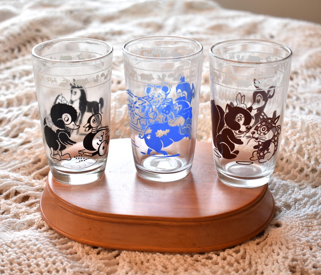 3 Vintage 1950s Animal Figures Swanky Swig Kids Juice Small Drinking ...