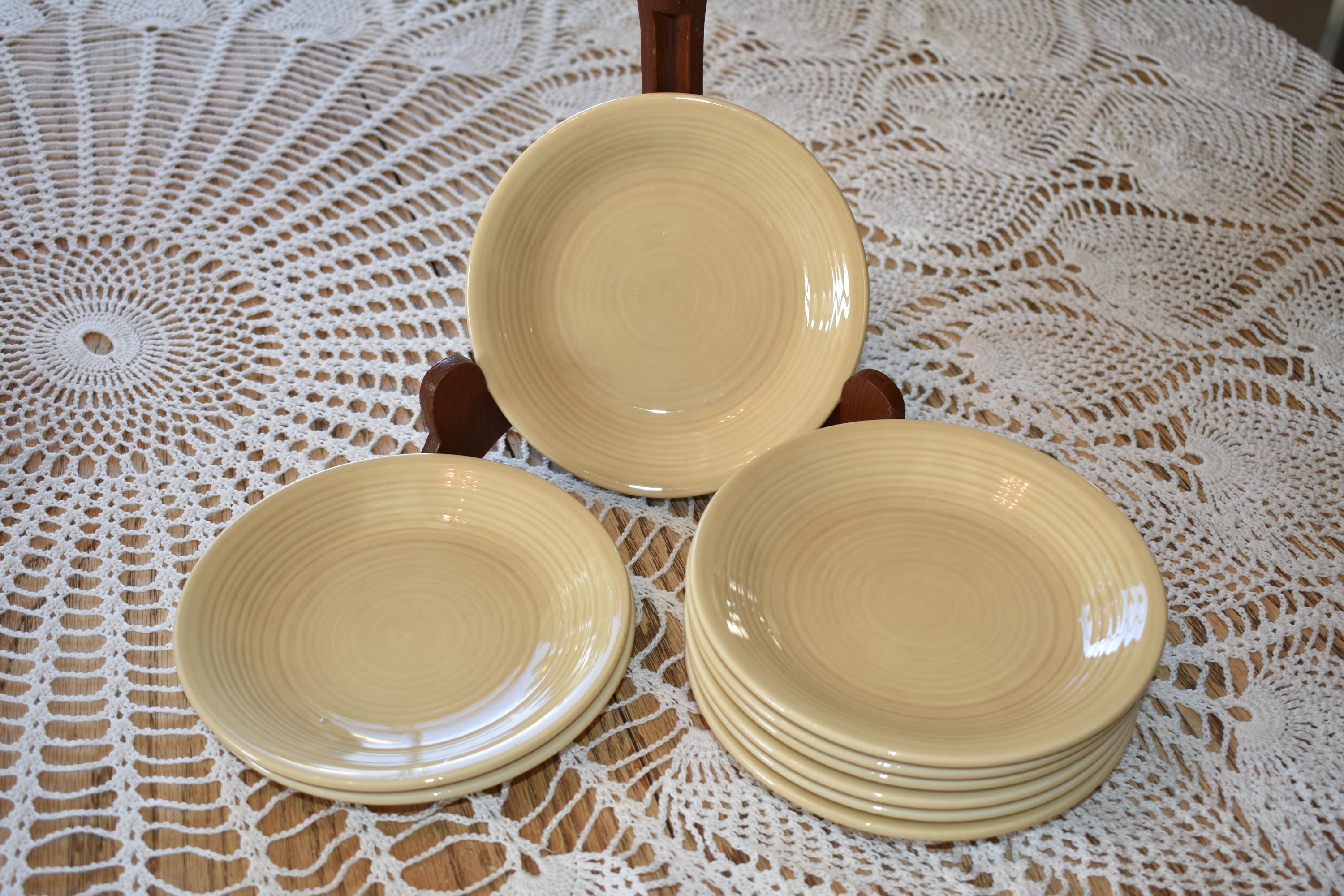 Vintage Franciscan Fiesta Ware Cream Plates - 1950s Set of 9, 6