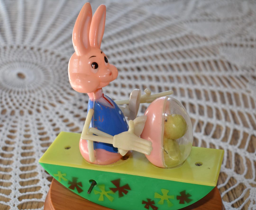 Vintage Easer Windup Rocking Bunny Plastic Toy - Etsy