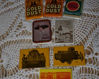 Vintage Advertising rectangle Pocket mirrors, lucky stripe, coca cola, gold dust washing powder