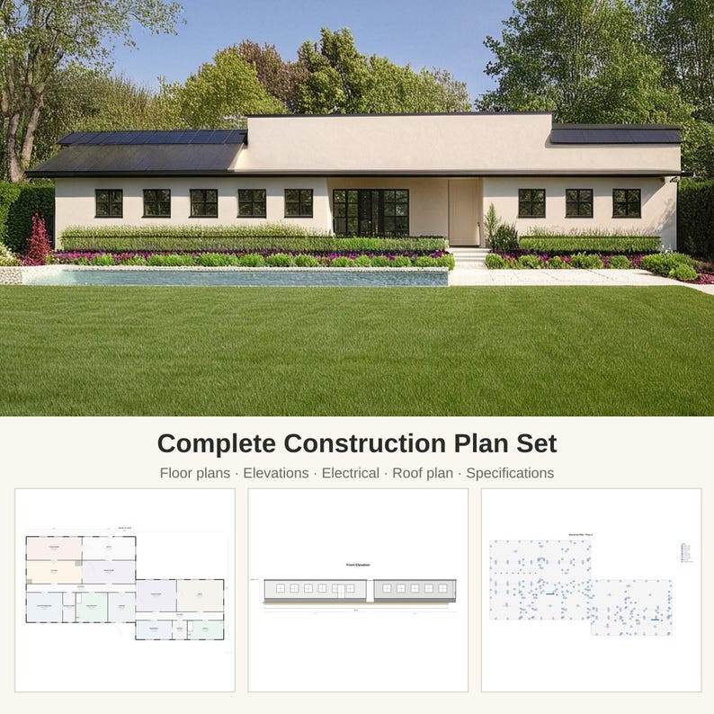 Modern 2 Bedroom 2 Bath House Plans, 2,800 Sq Ft One Story (PDF ...