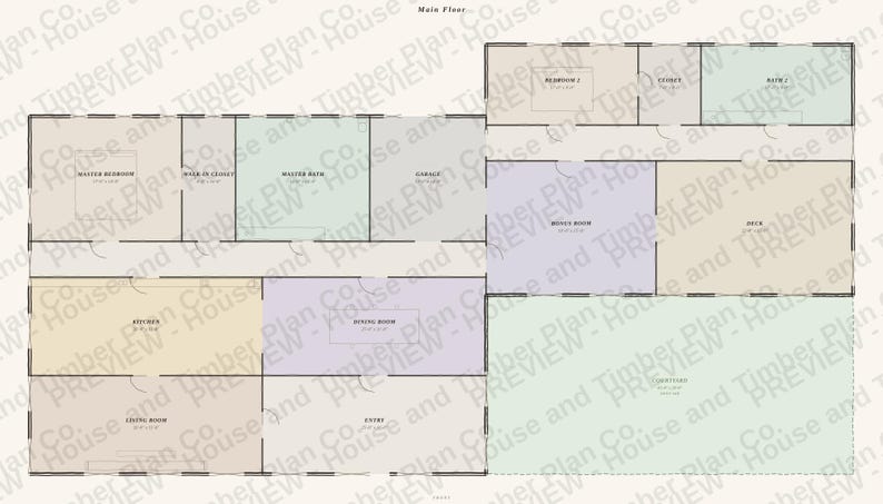 Modern 2 Bedroom 2 Bath House Plans, 2,800 Sq Ft One Story (PDF ...