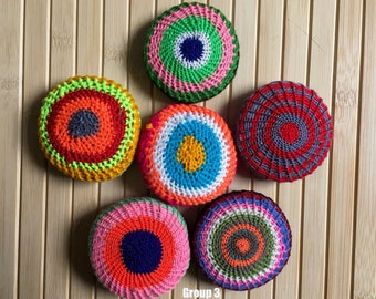 Set of 6 Multicoloured Moroccan Wool Crochet Scrubs|Pumice|Hammam|Spa