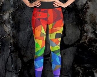 Rainbow Leggings Women, Rainbow Pants, Patchwork Leggings