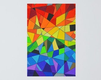 Rainbow Stained Glass, Cathedral Wall Decor, Stained Glass Panel