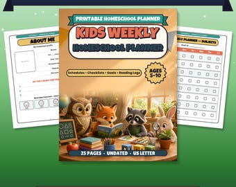 Agenda settimanale per bambini in età scolare (5-10 anni) Senza data / Stampabile Orari Liste di controllo Registri di lettura Pagine per i genitori Formato US Letter