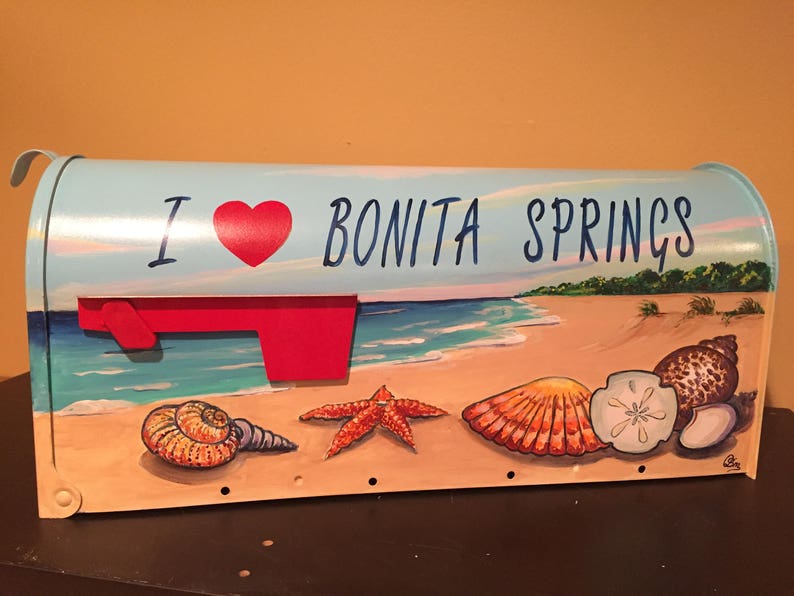 Coastal Seascape Beach mailbox Hand Painted Mailbox Etsy
