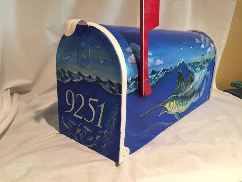 Hand Painted Mailbox Deep Sea Fishing Marlin Sport Fishing Etsy