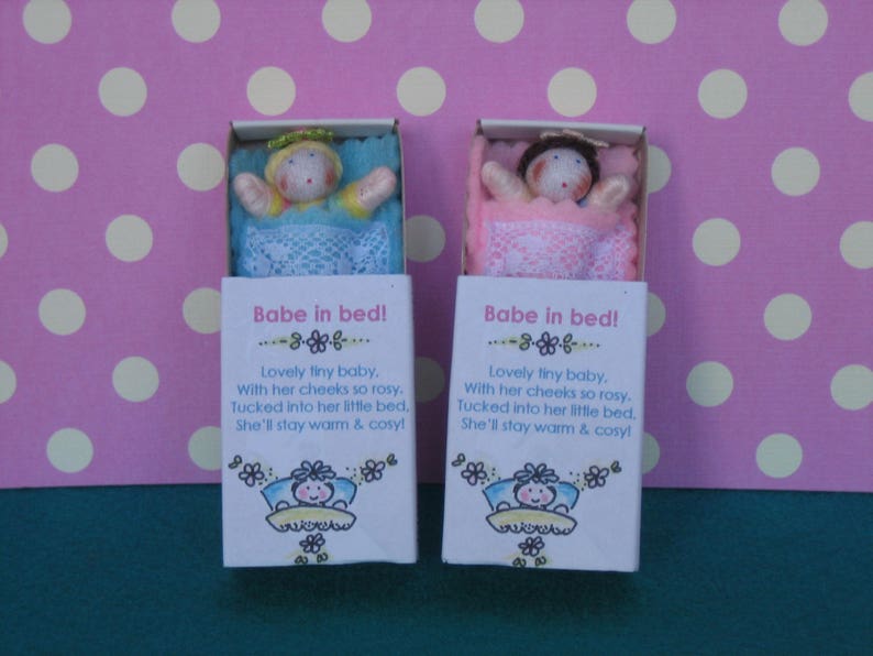 Pair of Baby dolls in matchbox beds image 1