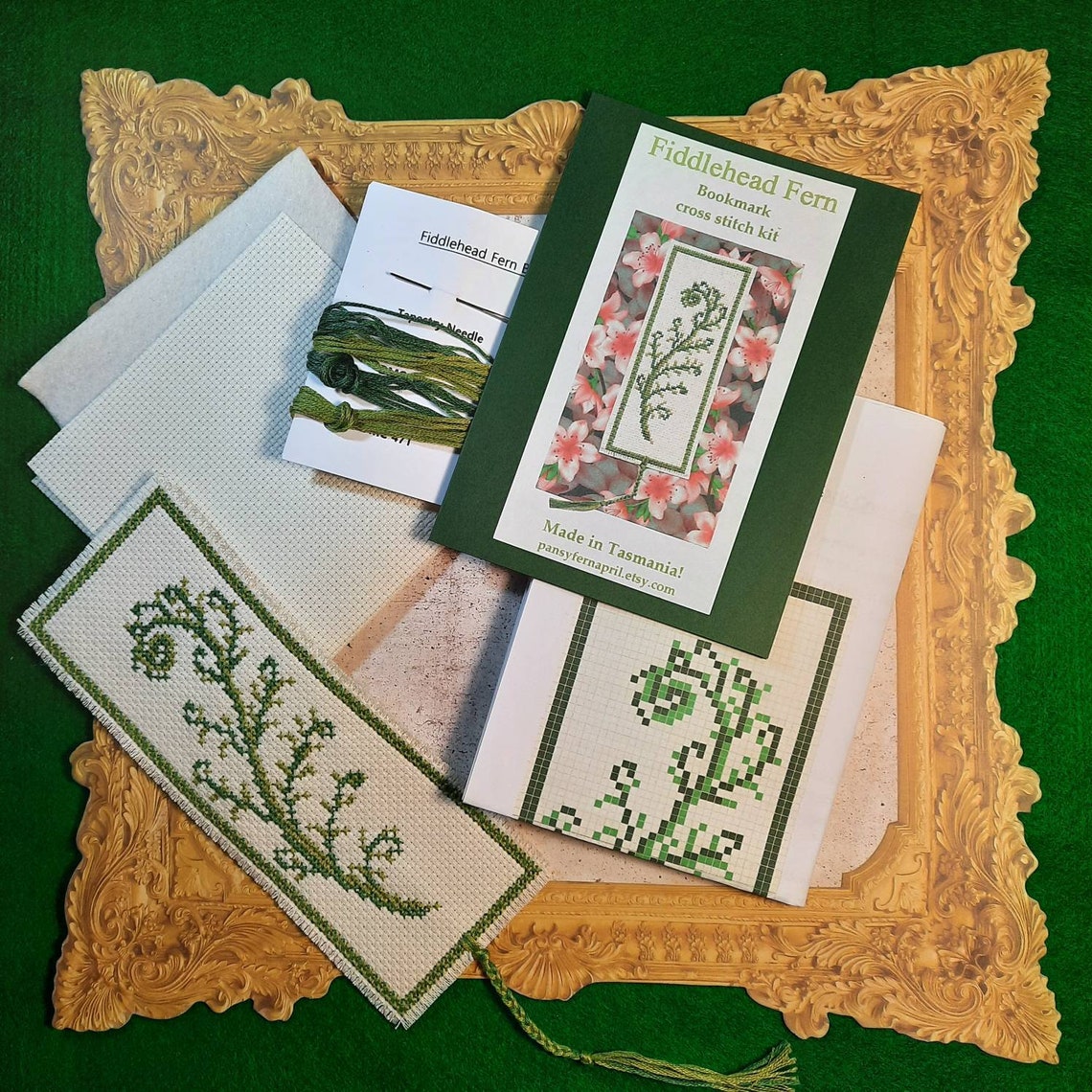 Cross Stitch Bookmark Kit for Fiddlehead Fern Design. Etsy