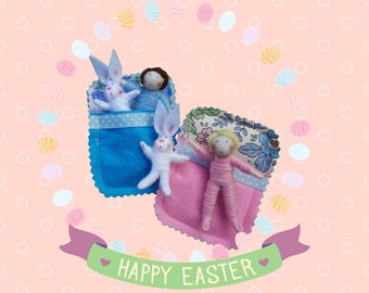 Snuggle Bunnies-  set of doll and bunny in bed