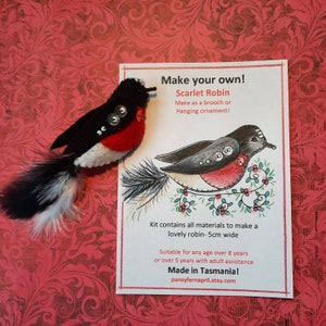 Craft kit for Scarlet Robin - Brooch or hanging ornament