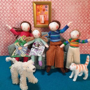 Dolls&#39; House Doll Set-  2 adults, 2 children and 2 pets - customisable