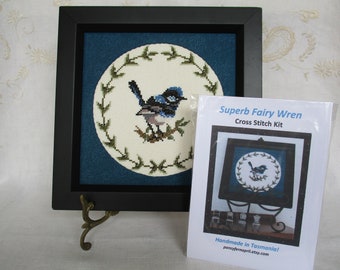 Cross stitch kit for Superb Fairy Wren design