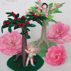 Small fairy tree with tiny fairy and felt mat