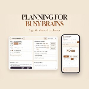 ADHD-planner, digitaal en printbaar, app, Excel, Google Sheets, GoodNotes, iPad PDF, dagelijkse takenplanner, focustimer, Canada en VS
