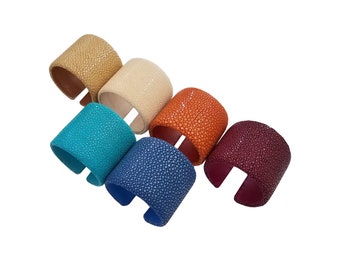 50 mm Stingray Leather Cuff Flat, Stunning Colors Available